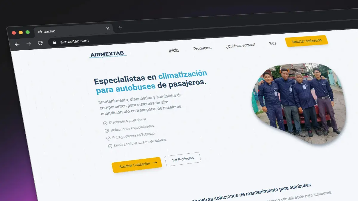 Preview de diseño web para AirmexTab